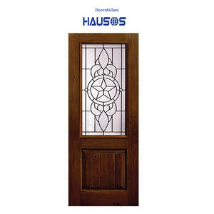 Porte d'entrée en fibre de verre à grain de bois d'aulne 1 panneau <span class=keywords><strong>2</strong></span>/3 Lite Inserts décoratifs en verre Porte d'entrée en verre vintage - Product Image 1