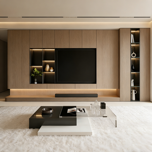 Mobile TV BALOM su Misura, Elegante e Moderno in Legno con Ripiani Regolabili, Unità da Parete di Alta Gamma per Soggiorno, Supporto TV di Lusso - Product Image 6
