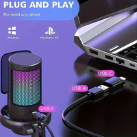 Nouveau microphone de gaming USB cardioïde RGB pas cher avec kit de support de bureau pour enregistrement PC et podcast
