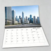 Calendrier mural en papier personnalisé pour le Nouvel An chinois 2027, avec vue annuelle et mensuelle, impression offset avec logo pour le bureau
