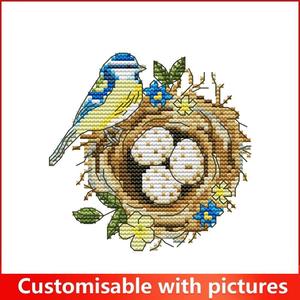 Kit <span class=keywords><strong>de</strong></span> broderie au <span class=keywords><strong>point</strong></span> <span class=keywords><strong>de</strong></span> <span class=keywords><strong>croix</strong></span> 'Petit oiseau bleu' avec motif imprimé HD, tissu Aida compté 16/14/11CT, ensemble <span class=keywords><strong>de</strong></span> broderie DIY, kit d'artisanat et <span class=keywords><strong>de</strong></span> travaux d'<span class=keywords><strong>aiguille</strong></span> - Product Image 3