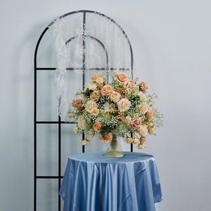 Décoration de table de mariage, centre de table artificiel en forme de boule de roses couleur champagne de 55 cm, H108, nouvelle collection. - Product Image 4