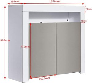 2-Door <strong>Modern</strong> Oak Panel Design LED <strong>Sideboard</strong> with High Gloss Fronts Large Capacity <strong>Grey</strong> Finish Living Room Cabinet - Product Image 2