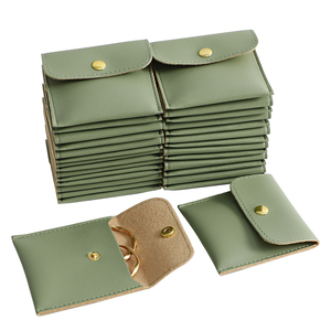 PUPPYSEW Pochette à bijoux 8x8cm, sac à bouton en similicuir PU, pour bracelets, boucles d'oreilles, bagues, sans logo, livraison rapide - Product Image 1
