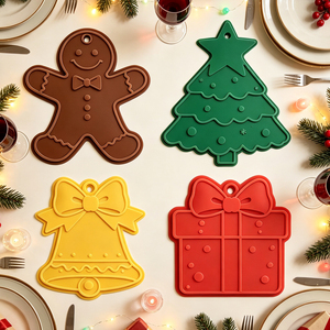 Tapis de comptoir de qualité alimentaire, antidérapant, résistant à la chaleur, support de casserole en silicone de Noël - Product Image 1