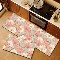 Kitchen Floor Mat Anti-slip Oil-resistant Waterproof Light Luxury Retro PU Leather Rugs Thickness Anti-fatigue Carpets Mat Set
