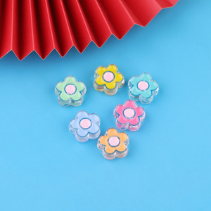 Cuentas de flores acrílicas coloridas para hacer joyas, accesorios para pinzas de pelo DIY, colores aleatorios, primavera 2024 - Product Image 2