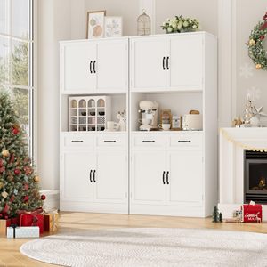 Gabinete de Almacenamiento de Cocina Moderno SENYU, Color Blanco, con Estante Abierto y Cajones para Organización de Despensa - Product Image 5