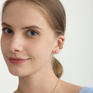 <b>Clip</b>-On Earrings Gold Multi-Layer Crystal Geometric Women's Jewelry Party Fashion Accessory - Product Image 3