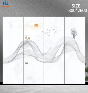 กระเบื้องพอร์ซเลนลายหินอ่อนหรูหราแบบใหม่ ขนาด 800x2600 มม. ผิวเงาขัดมัน 4 ชิ้น ลายต่อเนื่อง สำหรับผนังหลังทีวี - Product Image 2