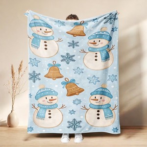 Manta de Franela con Diseño Floral de Muñeco de Nieve, Manta para Siesta, Mantas para Decoración del Hogar, Mantas Cálidas y Acogedoras al por Mayor - Product Image 3