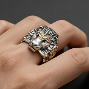 Bagues en <span class=keywords><strong>métal</strong></span> or et argent pour hommes, motif tête <span class=keywords><strong>de</strong></span> lion, style motard, punk <span class=keywords><strong>rock</strong></span>, unisexe, pour garçons, streetwear, hip hop, accessoire <span class=keywords><strong>de</strong></span> mode décontracté - Product Image 1