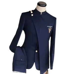 Traje de Negocios para Hombre Estilo Europeo Americano, Cuello Mao, Dos Piezas, Talla Grande, Cierre de un Botón, para Banquetes y Recepciones - Product Image 5