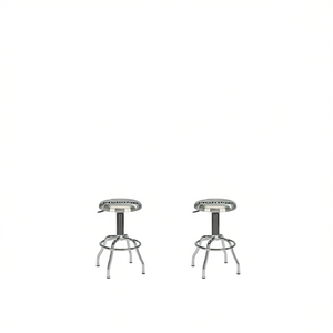 Ensemble de 2 tabourets de bar réglables en acier inoxydable avec rotation à 360 degrés pour usage commercial - Product Image 1
