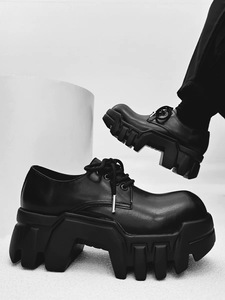 Fabricación de Zapatos de Vestir Personalizados Paris Gear con Suela Gruesa para Hombre, con Cordones, Negros, Punta Redonda, Plataforma de 8 cm, Unisex, Tipo Derby - Product Image 2