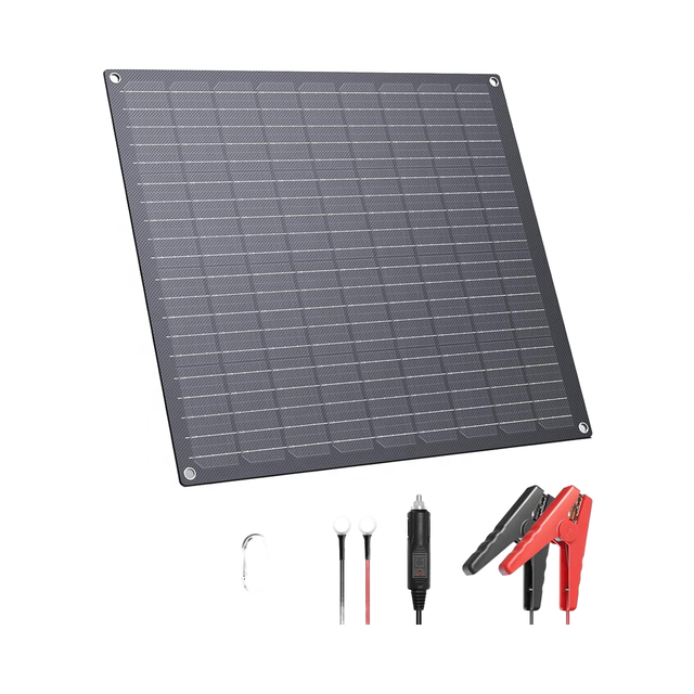30W 12V Flexible Solar Battery Charger IP68 Waterproof Trickle Charging Panel Built-in Controller for Car RV Boat