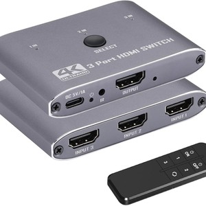 Commutateur <span class=keywords><strong>HDMI</strong></span> 2.0b 3 entrées 1 sortie OEM 4K60Hz HDR avec télécommande IR, commutation automatique, synchronisation AV, EDID, CEC pour TV, PS5, Xbox - Product Image 1
