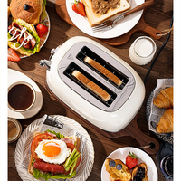 Grille-Pain Rétro 2 Fentes Sandwich Pop-Up en Acier Inoxydable