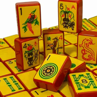 Tuiles de Mahjong Américaines Jaunes Vintage de Luxe, Ensemble de 160 Tuiles, Collection Designer Rétro en Acrylique Premium pour Collectionneurs