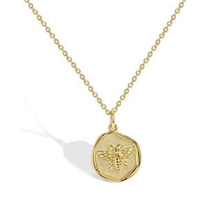 Dylam Minimalist 925 Sterling <b>Silver</b> 18K Gold Plated Irregular <b>Bee</b> Pendant <b>Necklace</b> for Women Fine Fashion Jewelry - Product Image 1