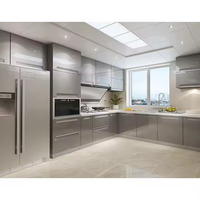 Vente directe en usine cuisine moderne en aluminium personnalisée unité de style américain armoire de cuisine pour Vila