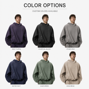 Felpa con Cappuccio Premium da Uomo, Pesante 800 GSM, Oversize, Collo Alto, Ricamata, Set Giacca Streetwear - Product Image 2