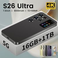 Teléfono Celular S26 Ultra Smart Android 14 5G LTE con 8000MAH, 16GB+1TB de Memoria, CPU de Doble Núcleo, Pantalla HD de 108MP