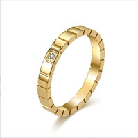 Bague pour femme en acier inoxydable 316L de haute qualité, design treillis tendance avec zircon de laboratoire, coupe éblouissante, plaqué or 18 carats