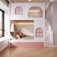 Lit superposé personnalisé JS pour enfants, lit superposé château de princesse pour chambre de filles, thème hôtel et villa