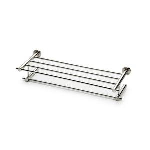 Double support mural en acier inoxydable # Porte-serviettes chauffant chromé 304 au design moderne pour la salle de bain - Product Image 1