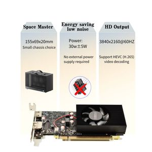 การ์ดกราฟิกแบบโปรไฟล์ต่ำสำหรับเล่นวิดีโอสตรีมมิ่งเกม GDDR5 GT1030ขนาดเล็ก ITX 2GB 1030 - Product Image 2