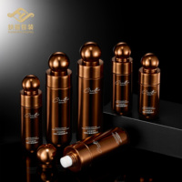 Ensemble de flacons cosmétiques en verre bronze de luxe, flacon de lotion pour soins de la peau, flacon d'essence, pot de crème, emballage cosmétique vide, bouchon rond, logo personnalisé