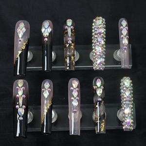 Uñas postizas de lujo acrílicas con estrellas y pedrería, extra largas, de cobertura completa, hechas a mano, precio de fábrica al por mayor. - Product Image 1