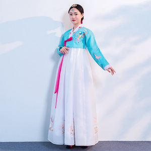 Robe Hanbok brodée Kingrino 100% polyester, tenue de scène, vêtements ethniques coréens traditionnels pour filles - Product Image 2