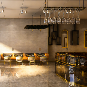 Armoire de présentation en verre luxueux avec cadre doré, éclairage LED, forme d'arc, dimensions personnalisables et résistante - Product Image 5