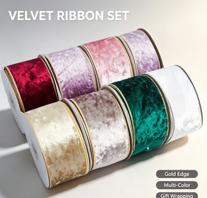 <span class=keywords><strong>10</strong></span> Yard/gulung Grosir Pita Beludru Poliester Bermotif Bunga dengan Kawat Besi Tepi Emas Tahan Lama untuk Dekorasi Pohon Natal dan Bahan Pembuatan Pita - Product Image 5