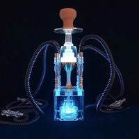 Persediaan Pabrik Shisha Hookah Bar Set Lengkap dengan Pot Hookah Berlampu Emas Set 4-tube dan 2-tube