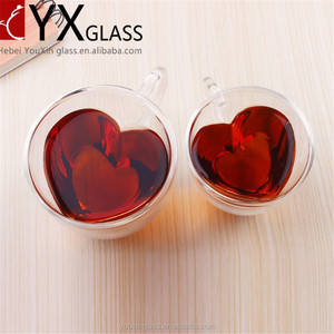 New Design Heart Shape <strong>Double</strong> <strong>Wall</strong> <strong>Glasses</strong> Tea <strong>Glasses</strong> - Product Image 2