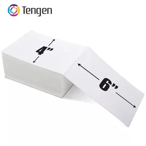 TENGEN Free Sample A6 4x6 Inch 100x150 500pcs Stack Thermal Sticker Paper Adhesive Label Thermal Printer Waybill