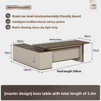 Bureau de direction en forme de L, design en bois, luxe léger, ambiance haut de gamme, style moderne minimaliste, mobilier de bureau pour manager