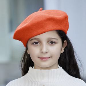 2025 venta al por mayor niños niñas Negro Blanco rojo lana boina francesa sombrero artista sombrero sólido cálido gorra invierno otoño - Product Image 1