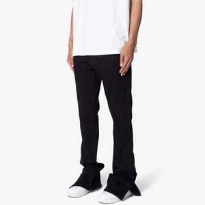 Jeans acampanados negros para hombre, de diseño personalizado, con botones a presión, holgados, al por mayor de moda. - Product Image 3