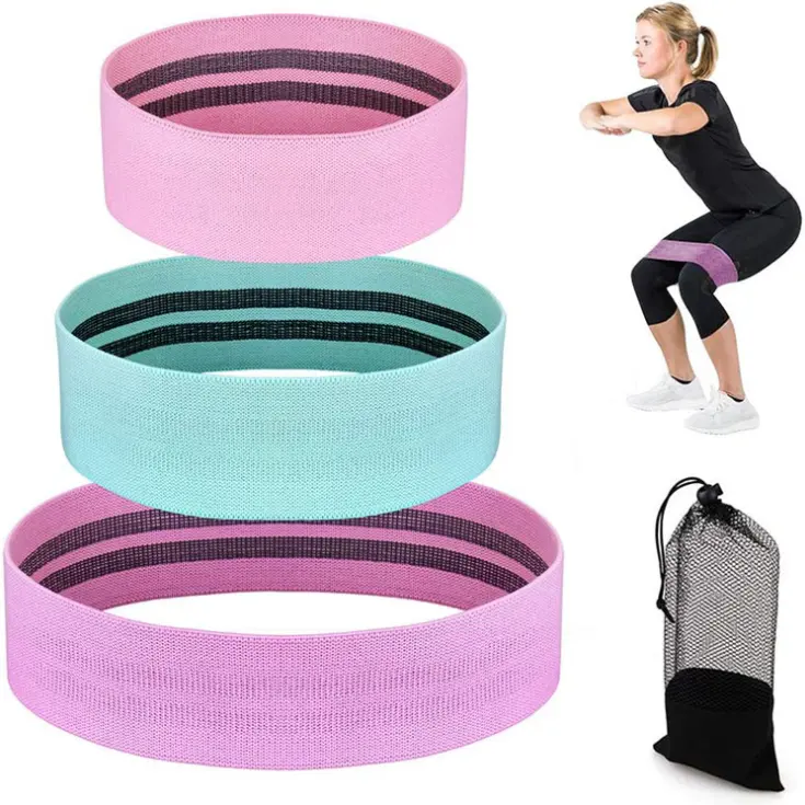 Custom Logo Gedrukt Yoga Gym Oefening Fitness Voor Benen Glutes Booty Hip Stof Weerstand Bands