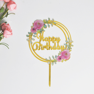 Squisitamente realizzato <span class=keywords><strong>bella</strong></span> stampa floreale <span class=keywords><strong>buon</strong></span> <span class=keywords><strong>compleanno</strong></span> torta Topper decorazione per il matrimonio e <span class=keywords><strong>buon</strong></span> <span class=keywords><strong>compleanno</strong></span> - Product Image 4