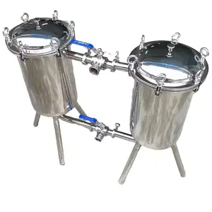 HEDE Direct Sells Food Grade Stainless Steel SS304 SS316L Dairy Processing Double Barrel Filter Milk Honey Duplex Bag Filter