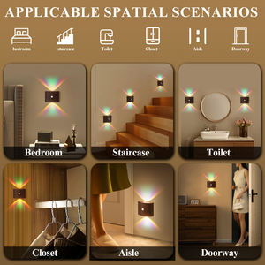 Lampu malam Led rumah pintar Modern, lampu dinding Led samping tempat tidur tangga, lampu dinding Neon RGB dengan Sensor gerakan magnetik nirkabel isi ulang daya USB - Product Image 6