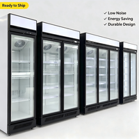 -18~-22 ℃   Congélateur vertical commercial à porte vitrée, refroidissement par air, vitrine multi-portes pour aliments surgelés, pour supermarché