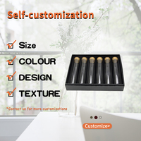 Boîte cadeau de luxe personnalisée avec logo, vide, en papier, noir mat, pour 6 tubes de thé en verre