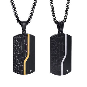 Hombres grabado de acero inoxidable escalador grieta etiqueta collar Punk Zirconia perro etiqueta colgante collar para regalo de recuerdo - Product Image 3