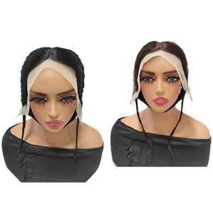 Peluca transparente de <span class=keywords><strong>cabello</strong></span> virgen chino trenzado frontal 13x4 para mujer, estilo de <span class=keywords><strong>dos</strong></span> hebras retorcidas, con textura natural HD pequeña y calpa realista. - Product Image 1